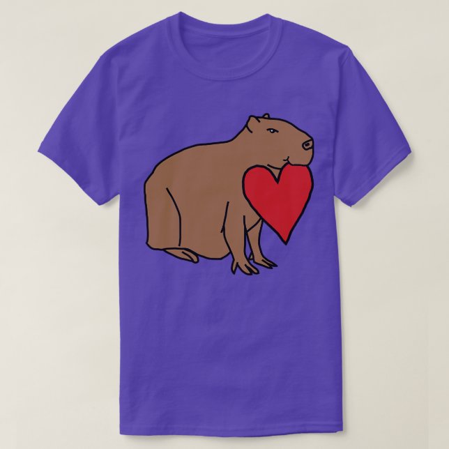 Capybara with Love Heart for Valentines Day T-Shirt (Design Front)