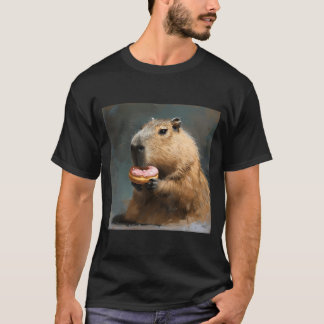 Capybara With Pink Doughnut T-Shirt