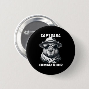 Capybara With Sunglasses Capy Commander 6 Cm Round Badge