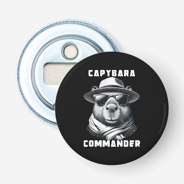 Capybara With Sunglasses Capy Commander Bottle Opener (Front)