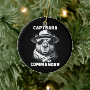 Capybara With Sunglasses Capy Commander Ceramic Ornament