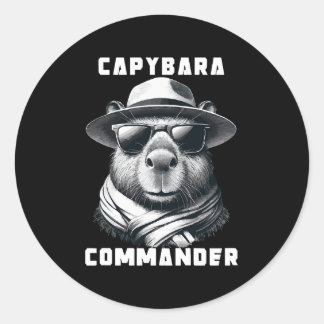 Capybara With Sunglasses Capy Commander Classic Round Sticker