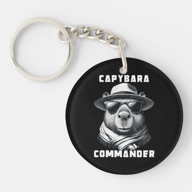 Capybara With Sunglasses Capy Commander Key Ring (Front)