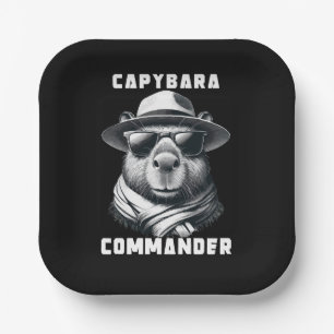 Capybara With Sunglasses Capy Commander Paper Plate