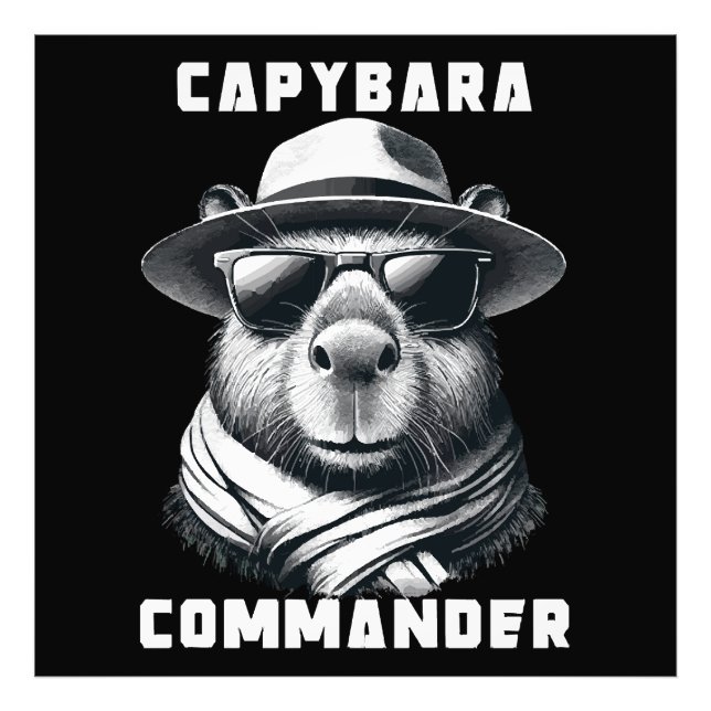Capybara With Sunglasses Capy Commander Photo Print (Front)