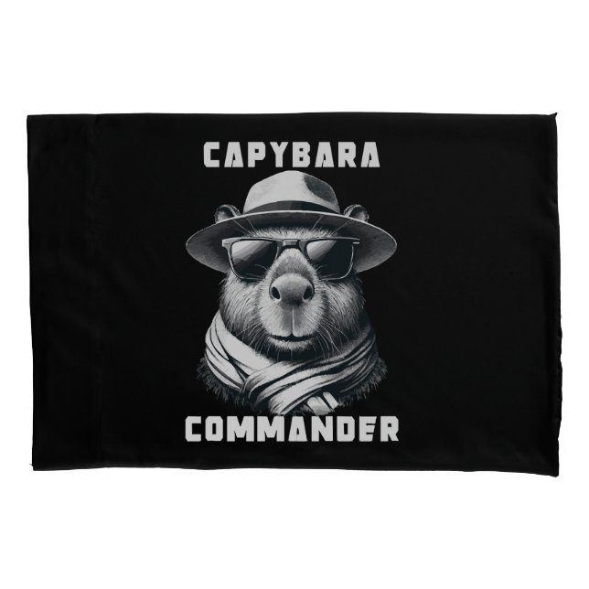 Capybara With Sunglasses Capy Commander Pillowcase (Front)