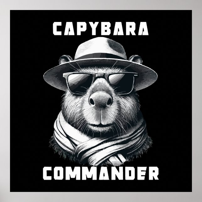 Capybara With Sunglasses Capy Commander Poster (Front)