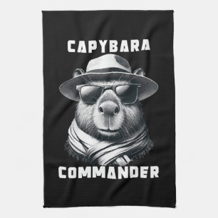 Capybara With Sunglasses Capy Commander Tea Towel