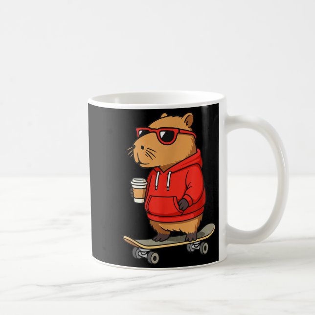 Capybara With Sungles Skater Capy  Coffee Mug (Right)