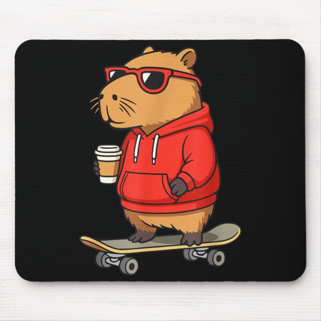 Capybara With Sungles Skater Capy  Mouse Pad (Front)