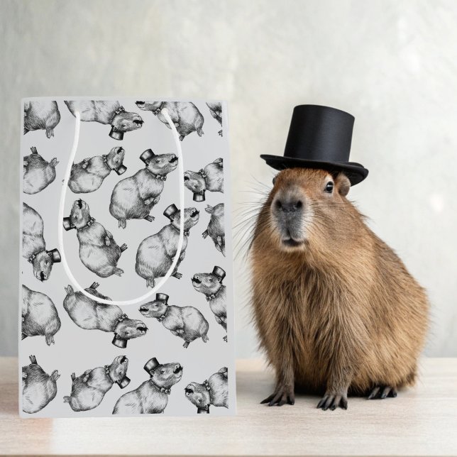 Capybara With Top Hat Medium Gift Bag (Capybara gift Bag )