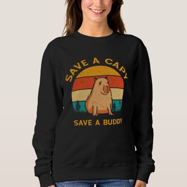 Capybara World Wildlife Day Animal Welfare Retro W Sweatshirt (Front)