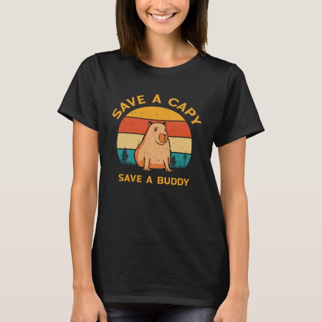 Capybara World Wildlife Day Animal Welfare Retro W T-Shirt (Front)