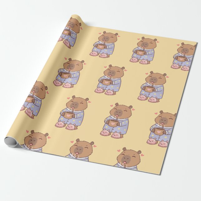 Capybara Wrapping Paper | Fun and Whimsical Gift  (Unrolled)
