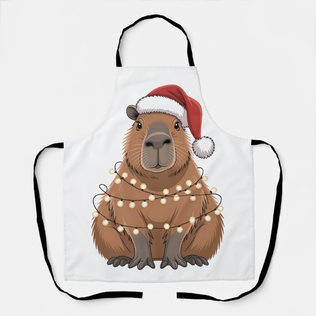Capybara Xmas Matching Funny Santa Apron (Front)