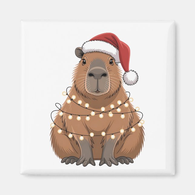 Capybara Xmas Matching Funny Santa Magnet (Front)