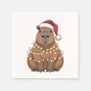 Capybara Xmas Matching Funny Santa Napkin