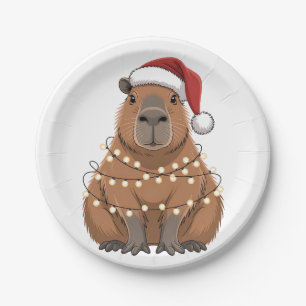 Capybara Xmas Matching Funny Santa Paper Plate