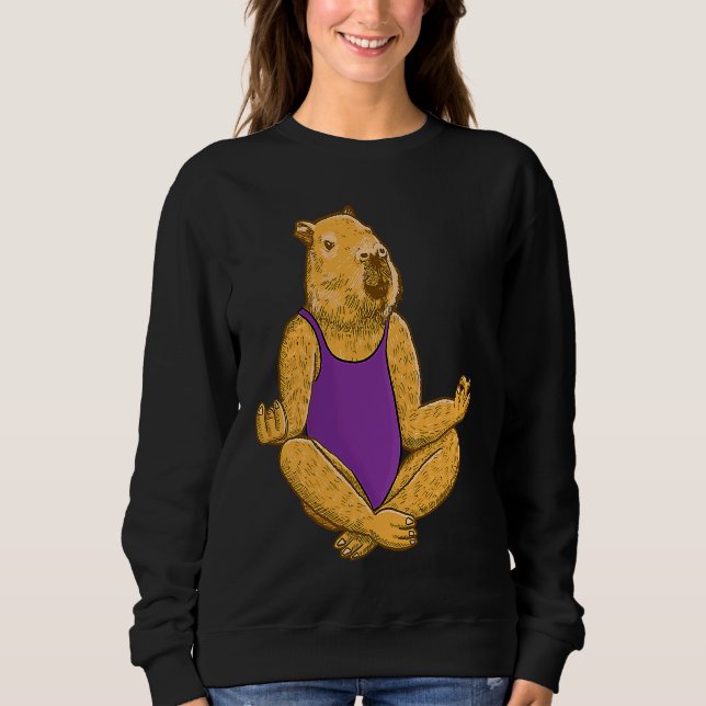 Capybara Yoga poses Meditation Workout exercises g Sweatshirt (Front)