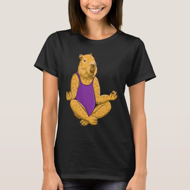 Capybara Yoga poses Meditation Workout exercises g T-Shirt (Front)