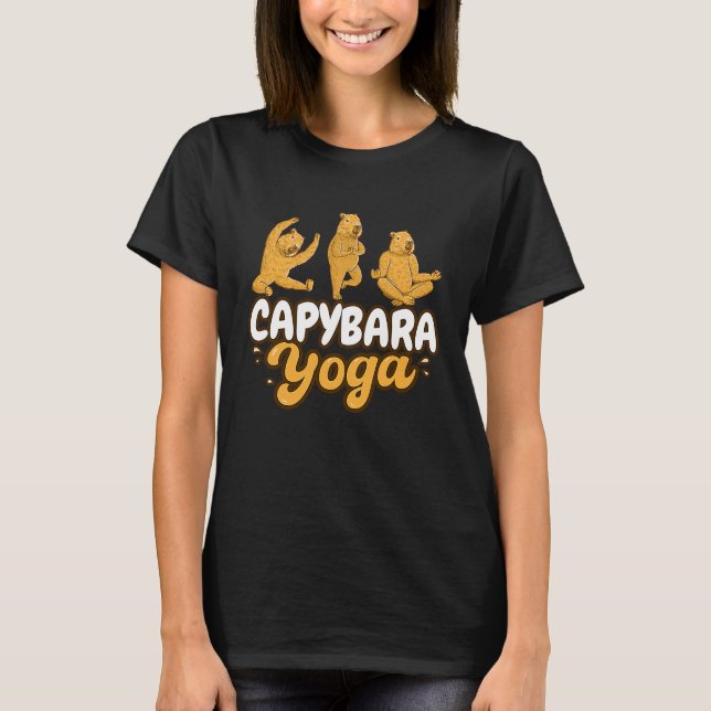 Capybara Yoga poses Meditation Workout T-Shirt (Front)