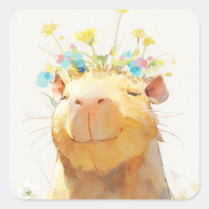 Capybara Zen Moment Square Sticker