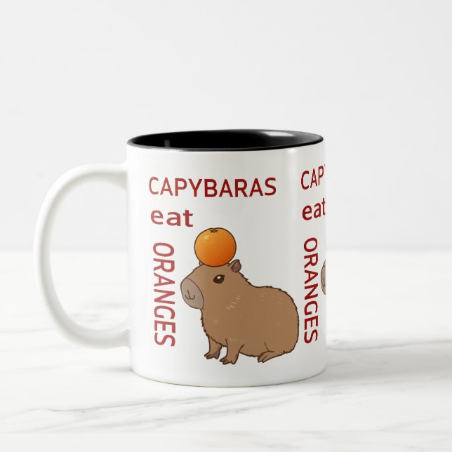 Capybaras Eat Oranges Mug | Cute & Funny Animal  (Left)