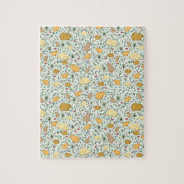 Capybaras in Green Jigsaw Puzzle (Vertical)
