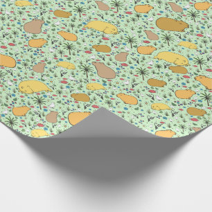 Capybaras in Green Wrapping Paper