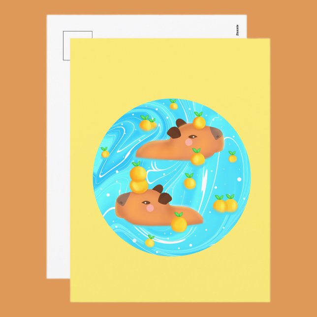 Capybaras In Water With Oranges Postcard (Creator Uploaded)