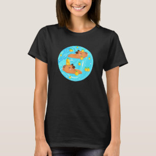 Capybaras In Water With Oranges T-Shirt
