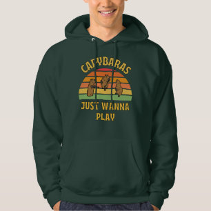 capybaras just wanna play slogan hoodie