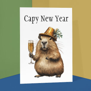 Capybaras New Year  Postcard
