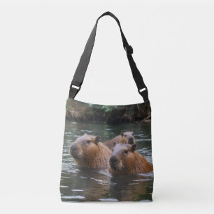 Capybaras' Swimming In The River, Crossbody Bag