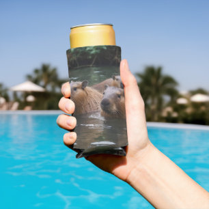 Capybaras' Swimming In The River,  Seltzer Can Cooler