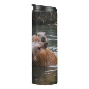 Capybaras' Swimming In The River,  Thermal Tumbler