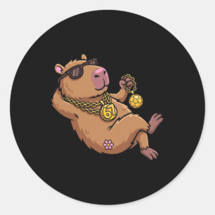 Capybyra 67 Drip Sungles Chain Funny Animal Meme Classic Round Sticker