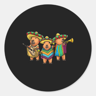 Capybyra Cinco De Mayo Mexican Bynd Musician Kids  Classic Round Sticker