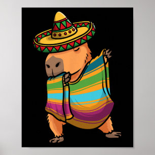 Capybyra Cinco De Mayo Rodent Dab Mexican Kids Men Poster