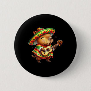 Capybyra Sombrero Guitar Cinco De Mayo Mexican Kid 6 Cm Round Badge