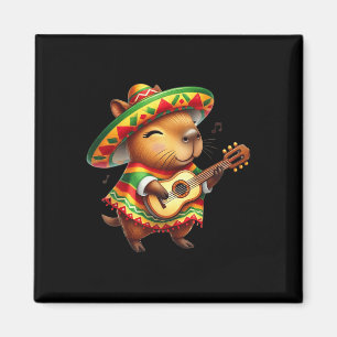 Capybyra Sombrero Guitar Cinco De Mayo Mexican Kid Magnet