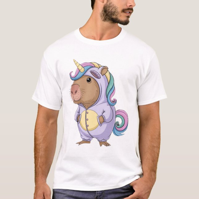 Capycorn Capybara Unicorn Kawaii Rainbow Rodent T-Shirt (Front)