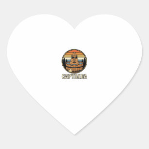 Capydada Capybara Dad Retro Hot Tub Vector Design_ Heart Sticker
