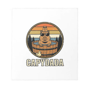 Capydada Capybara Dad Retro Hot Tub Vector Design_ Notepad