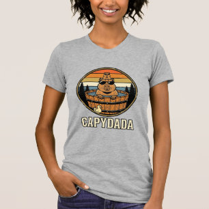 Capydada Capybara Dad Retro Hot Tub Vector Design_ T-Shirt