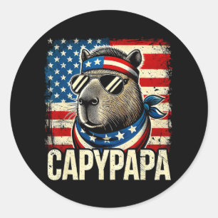 Capypapa 4th Of July American Flag Capybara Papa U Classic Round Sticker