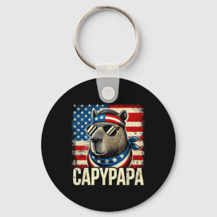 Capypapa 4th Of July American Flag Capybara Papa U Key Ring