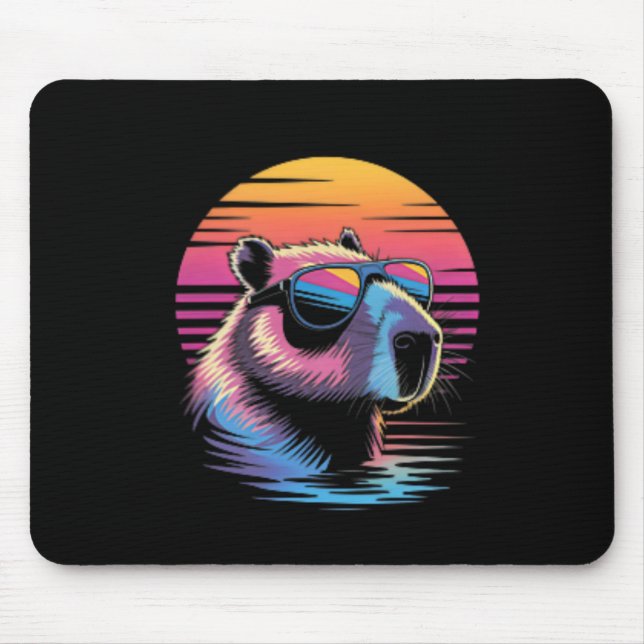 Capyra Cute Retro Animal Summer Vacation Beach  Mouse Pad (Front)