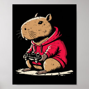 Capyra Gamer Funny Video Gaming Capy Rodent Boys K Poster