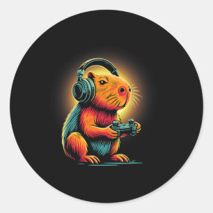 Capyra Gaming - Funny Gamer Capyra Design Clic Classic Round Sticker